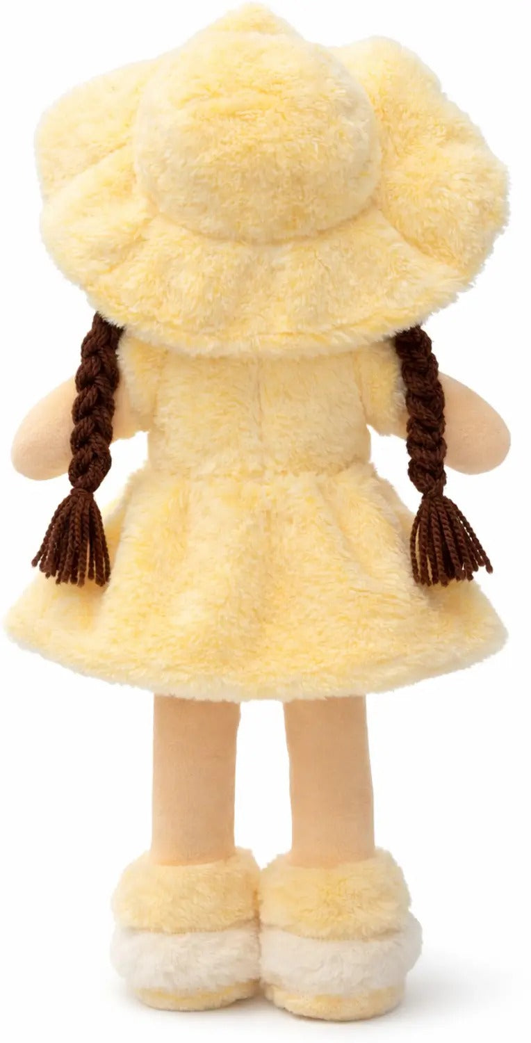 Cute Plush Doll with Yellow Dress & Hat | Soft Stuffed Doll for Girls