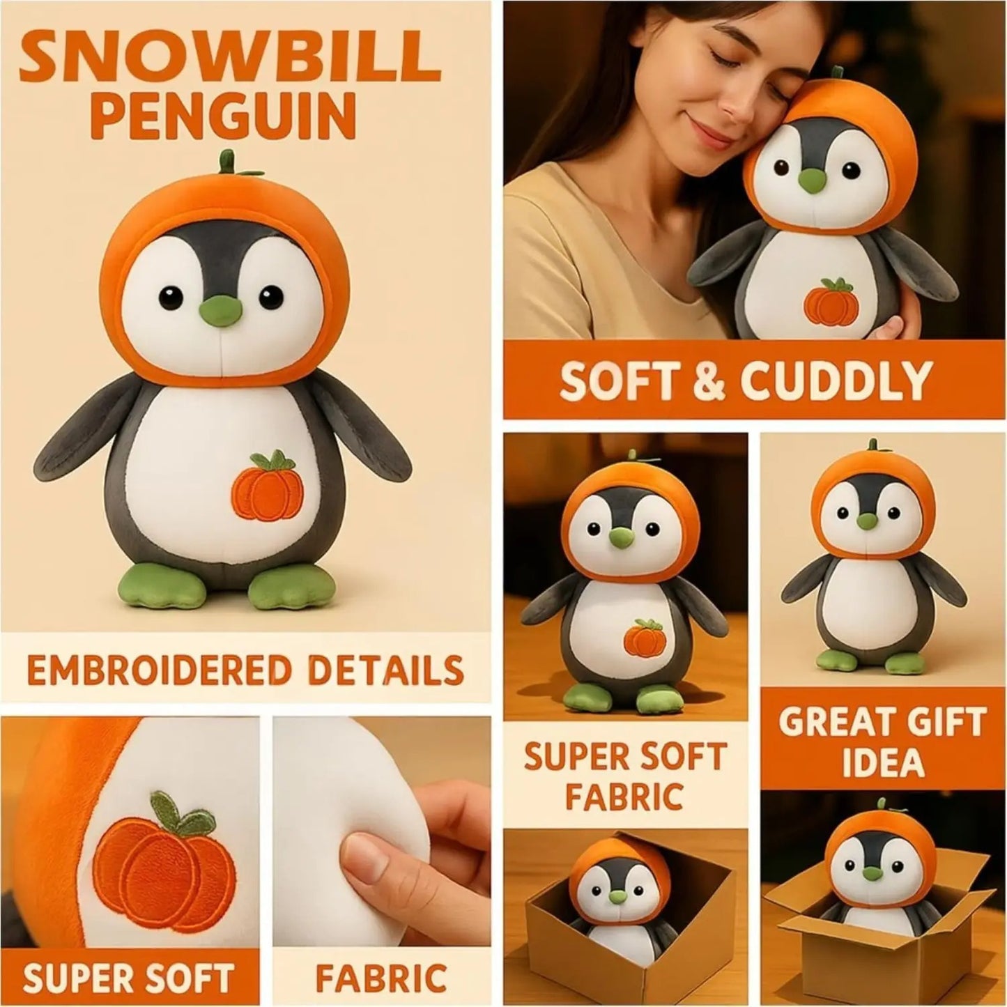 Snowball Penguin Plush Toy | Cute Fruit Penguin Soft Toy for Kids & Girls