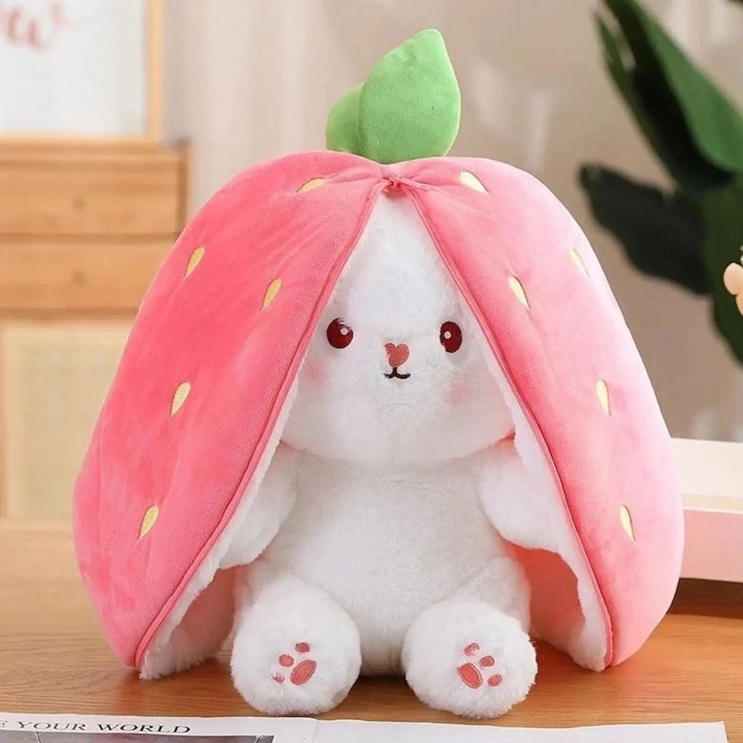 Cute Strawberry Bunny Plush Toy | Soft Rabbit Stuffed Toy for Kids