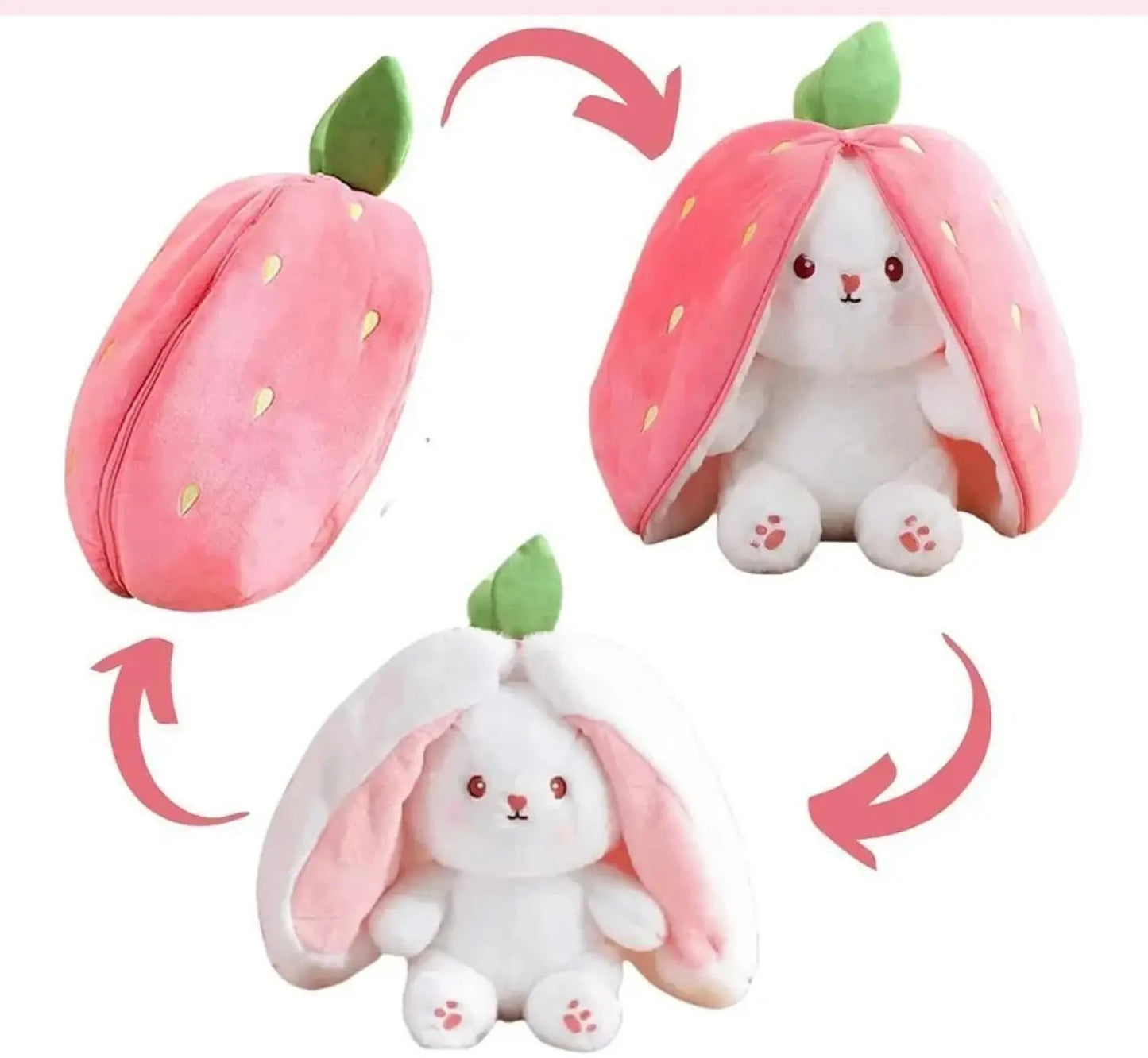 Cute Strawberry Bunny Plush Toy | Soft Rabbit Stuffed Toy for Kids
