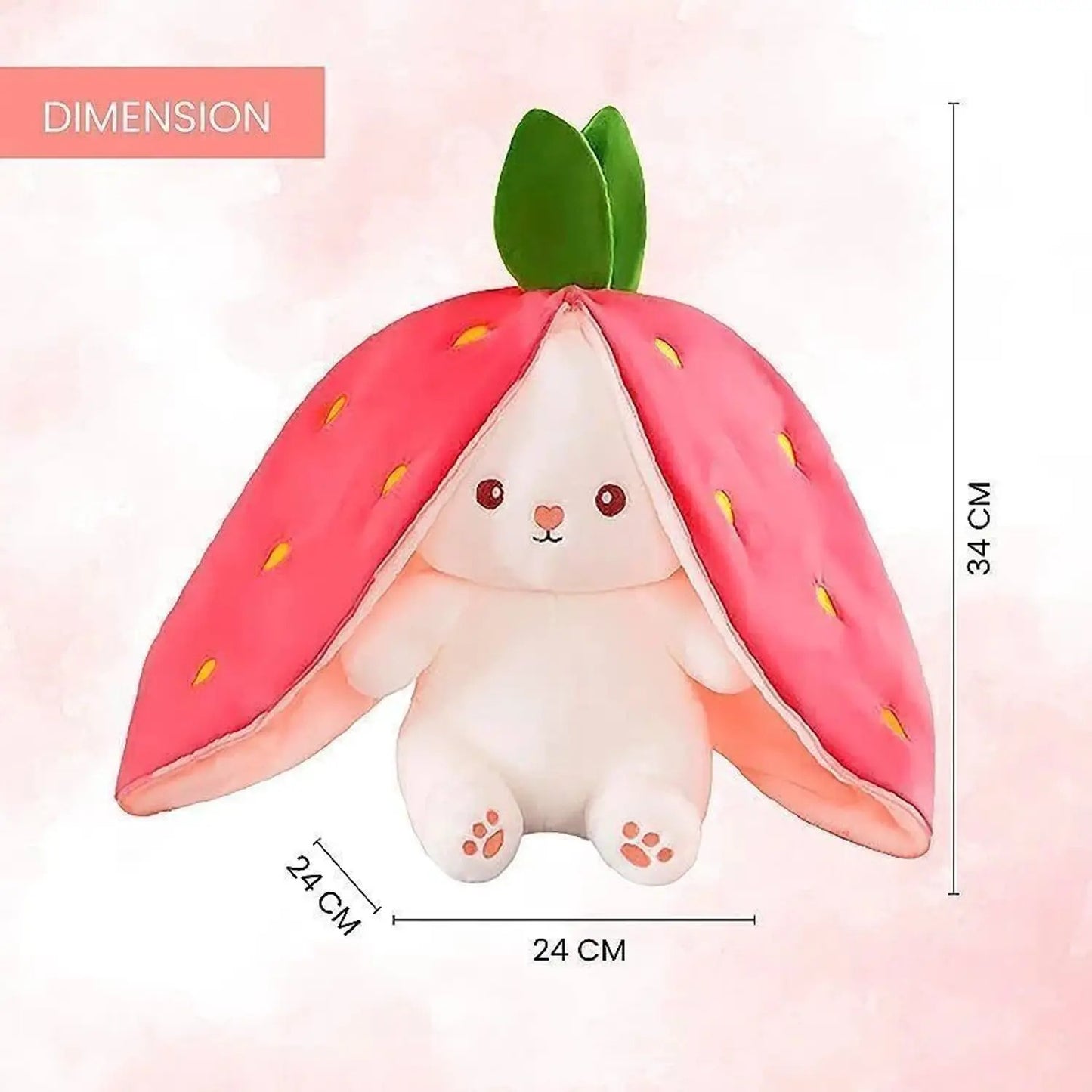 Cute Strawberry Bunny Plush Toy | Soft Rabbit Stuffed Toy for Kids